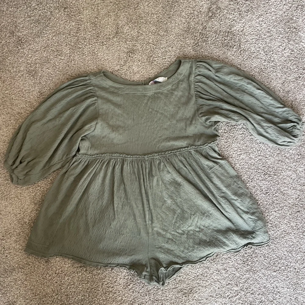 FP Beach  Green Textured Smock Jumpsuit Romper - Picture 4 of 6